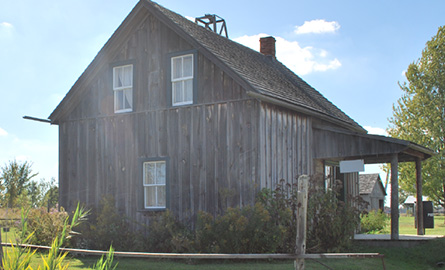 A wooden cabin.